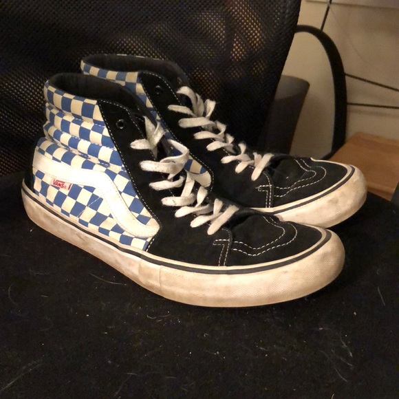royal blue checkered vans